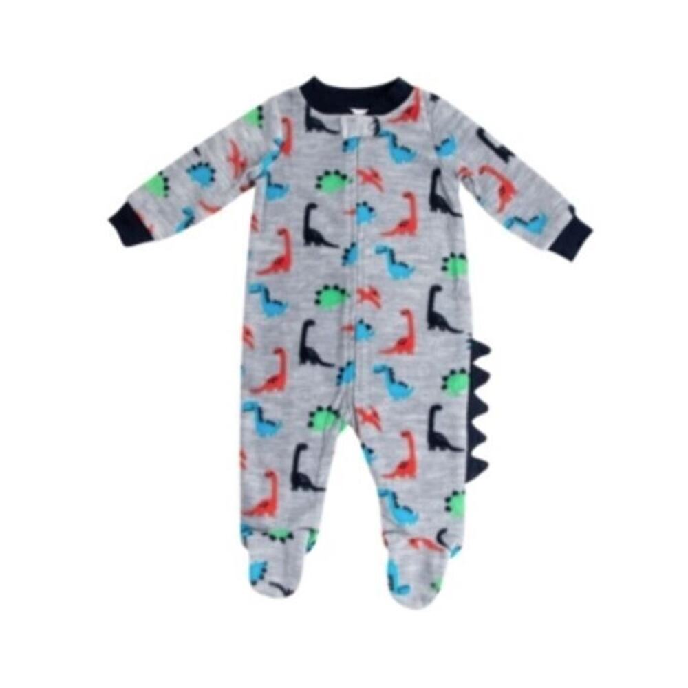 Koala Baby Long Sleeve Plush Fleece Dinosaurs Footed Jumper Blue NB $18